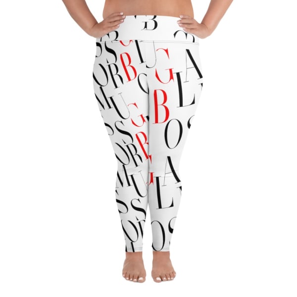Glamour Boss Signature Color All-Over Print Plus Size Leggings